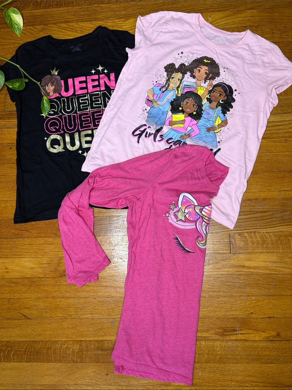 Place Girls Black, Light Pink & Hot Pink Graphic Tee Bundle